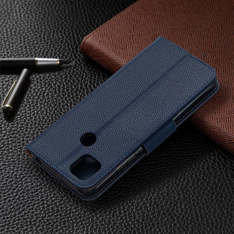 Flip Case Leren Xiaomi Redmi 9C Grijs Zwart Lychee Schuine Flap