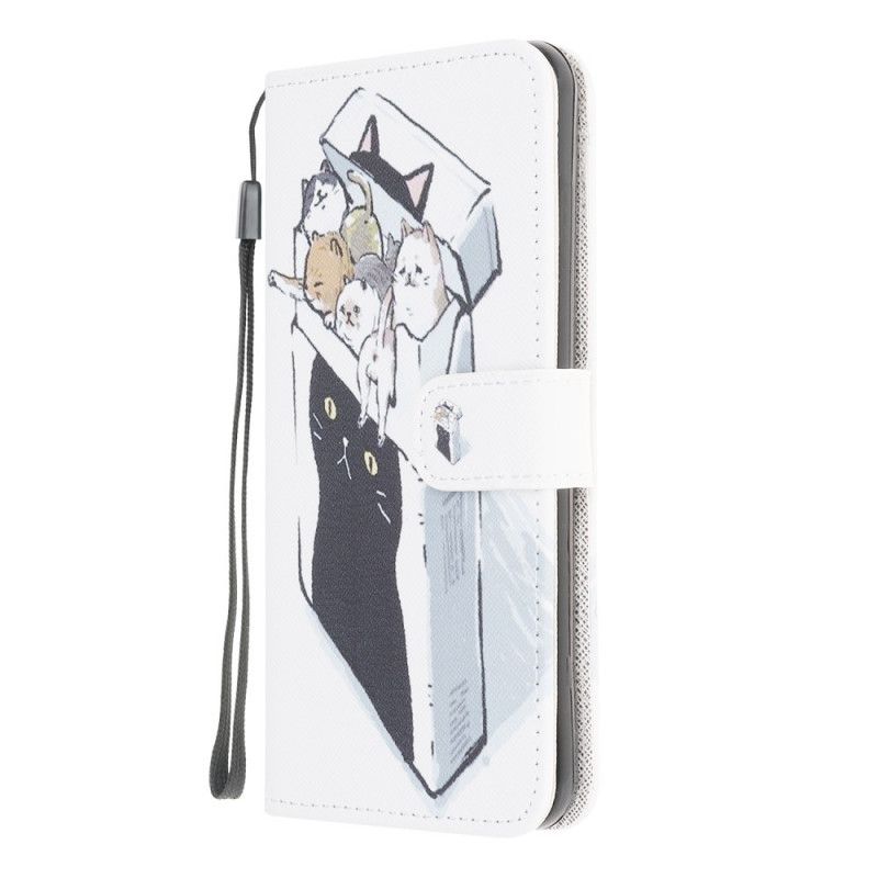 Flip Case Leren Xiaomi Redmi 9C Levering Van String Katten