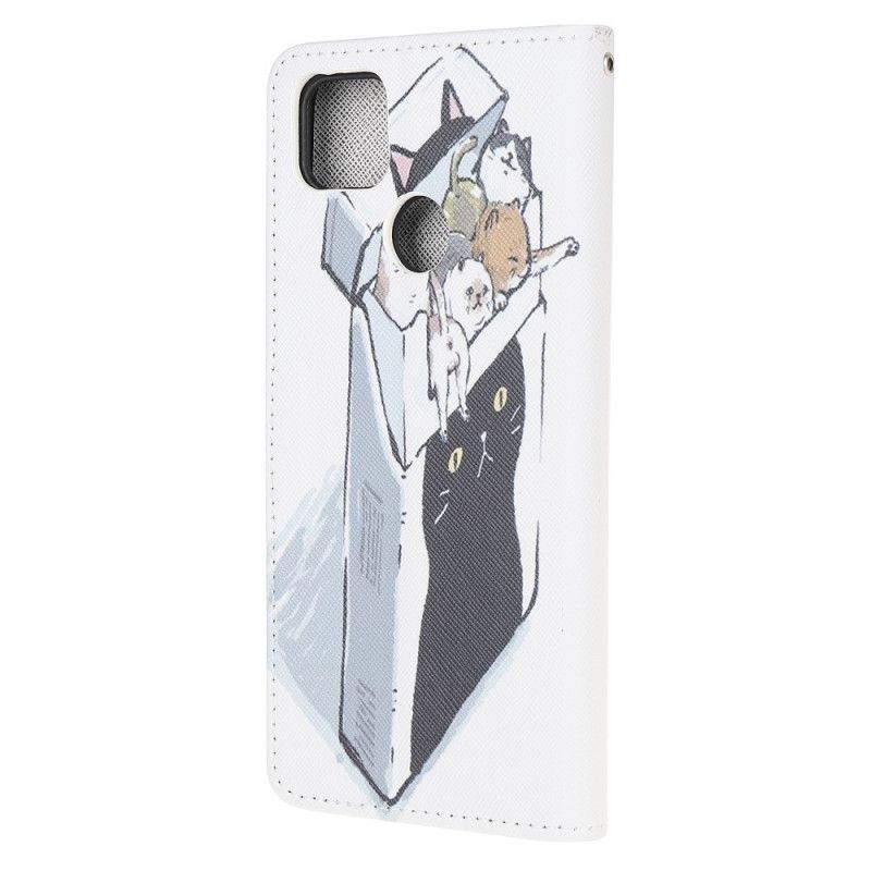 Flip Case Leren Xiaomi Redmi 9C Levering Van String Katten