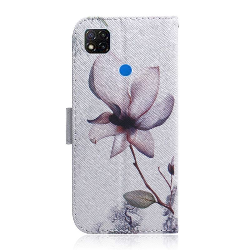 Flip Case Leren Xiaomi Redmi 9C Oud Roze Bloem