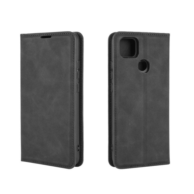 Folio-hoesje voor Xiaomi Redmi 9C Grijs Zwart Lederen Effect In Zakelijke Stijl