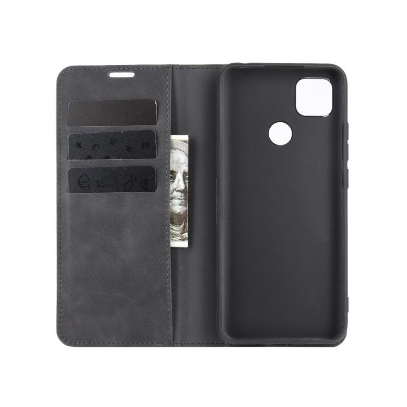 Folio-hoesje voor Xiaomi Redmi 9C Grijs Zwart Lederen Effect In Zakelijke Stijl