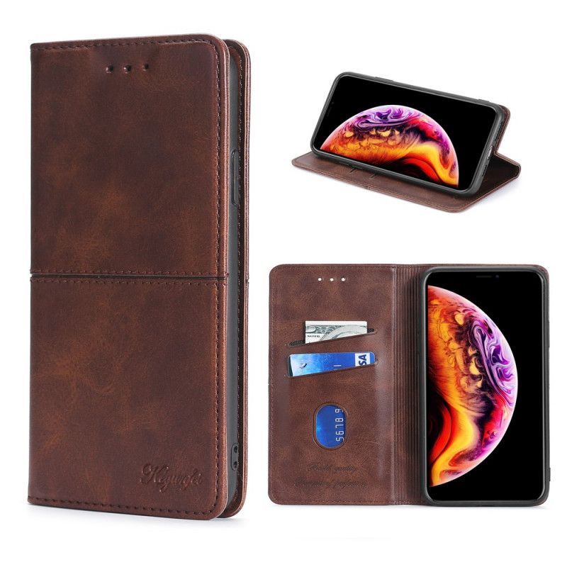 Folio-hoesje voor Xiaomi Redmi 9C Rood Zwart Couture Lederen Stijl