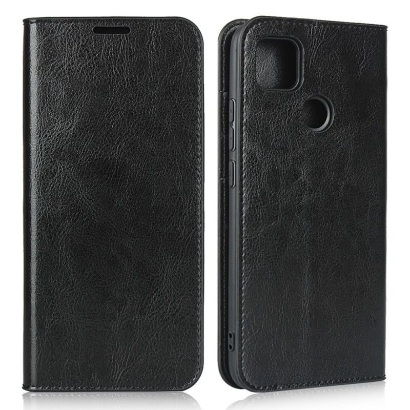 Folio-hoesje voor Xiaomi Redmi 9C Rood Zwart Echt Leer