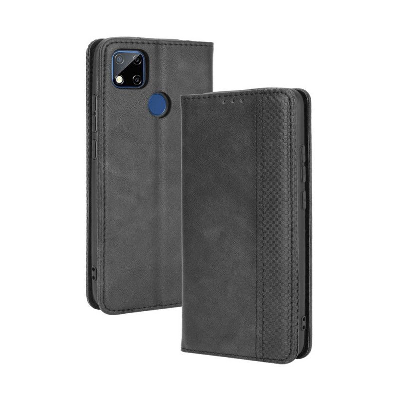 Folio-hoesje Xiaomi Redmi 9C Rood Zwart Gestileerd Vintage Leereffect