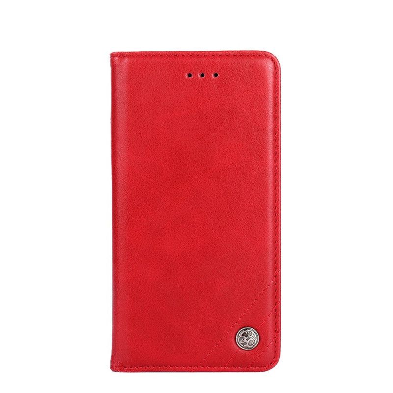 Folio-hoesje Xiaomi Redmi 9C Rood Zwart Stijl Met Klinknagelleer