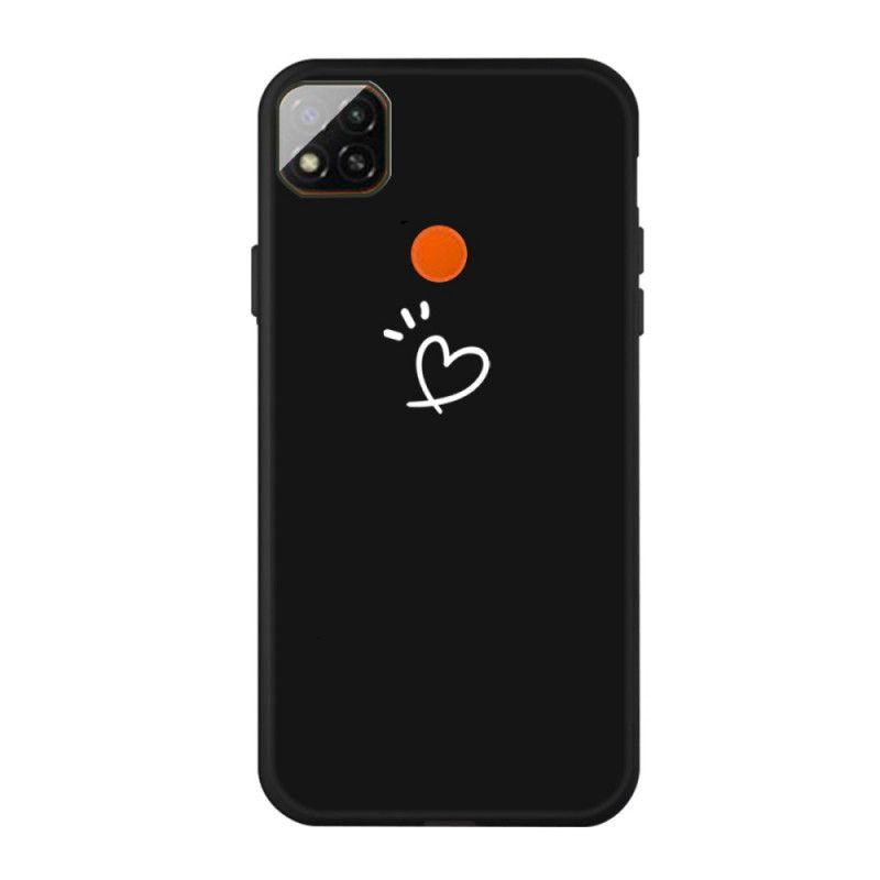 Hoesje voor Xiaomi Redmi 9C Grijs Zwart Kloppend Hart Siliconen
