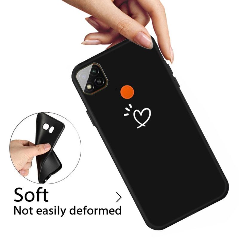 Hoesje voor Xiaomi Redmi 9C Grijs Zwart Kloppend Hart Siliconen