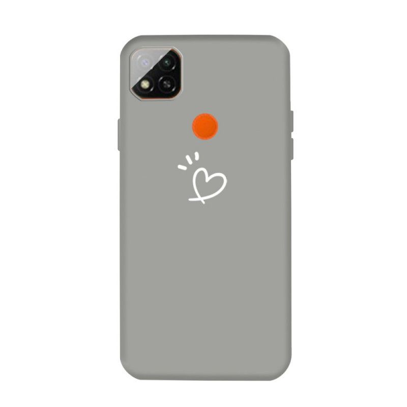 Hoesje voor Xiaomi Redmi 9C Grijs Zwart Kloppend Hart Siliconen