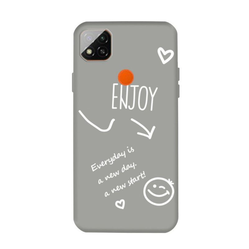 Hoesje voor Xiaomi Redmi 9C Grijs Zwart Siliconen Genieten