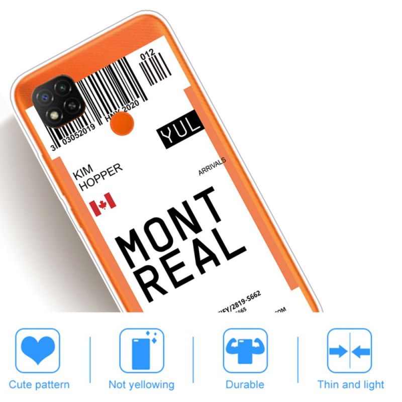 Hoesje voor Xiaomi Redmi 9C Instapkaart Naar Montreal