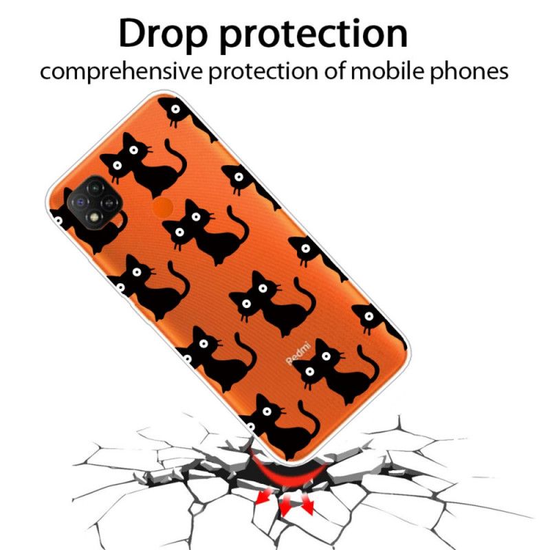 Hoesje voor Xiaomi Redmi 9C Meerdere Zwarte Katten