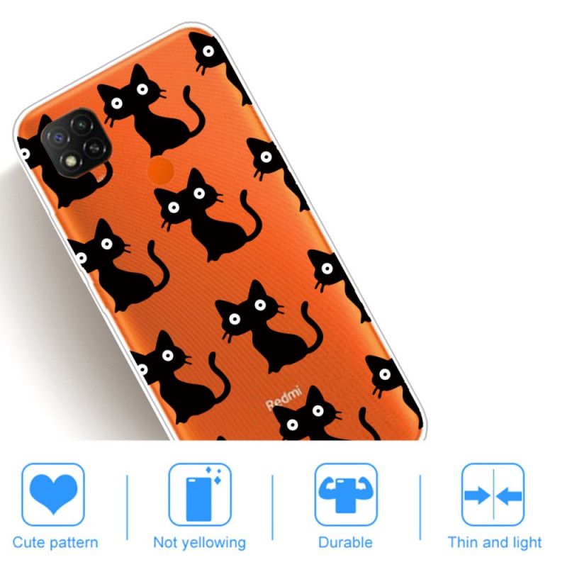 Hoesje voor Xiaomi Redmi 9C Meerdere Zwarte Katten
