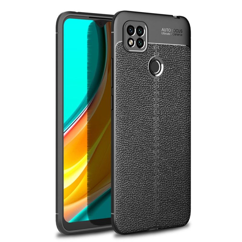 Hoesje voor Xiaomi Redmi 9C Rood Zwart Dubbellijns Lychee Leereffect