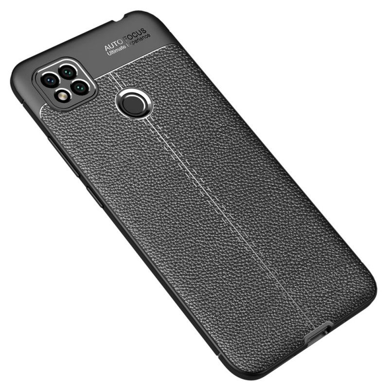 Hoesje voor Xiaomi Redmi 9C Rood Zwart Dubbellijns Lychee Leereffect
