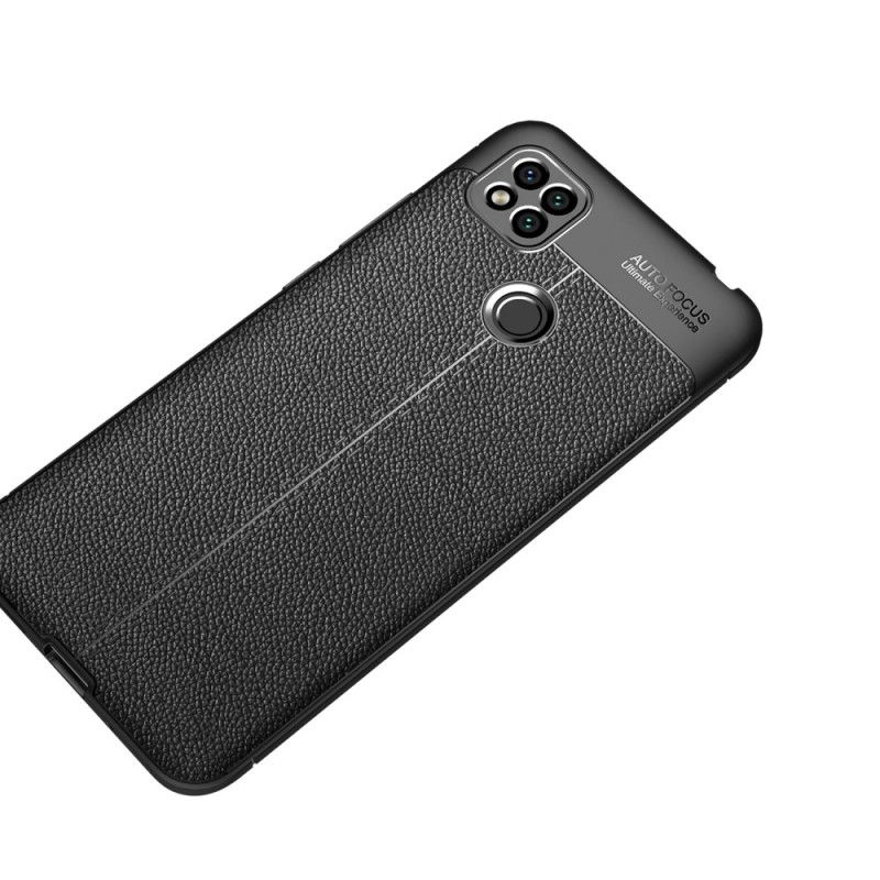 Hoesje voor Xiaomi Redmi 9C Rood Zwart Dubbellijns Lychee Leereffect