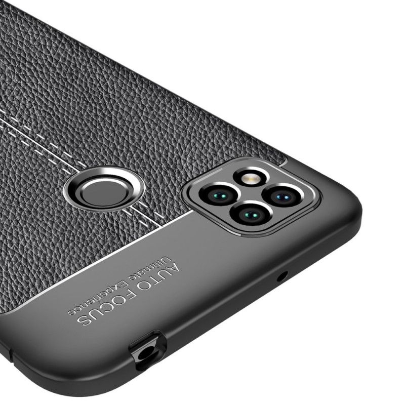 Hoesje voor Xiaomi Redmi 9C Rood Zwart Dubbellijns Lychee Leereffect