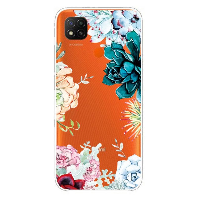 Hoesje voor Xiaomi Redmi 9C Transparante Aquarelbloemen