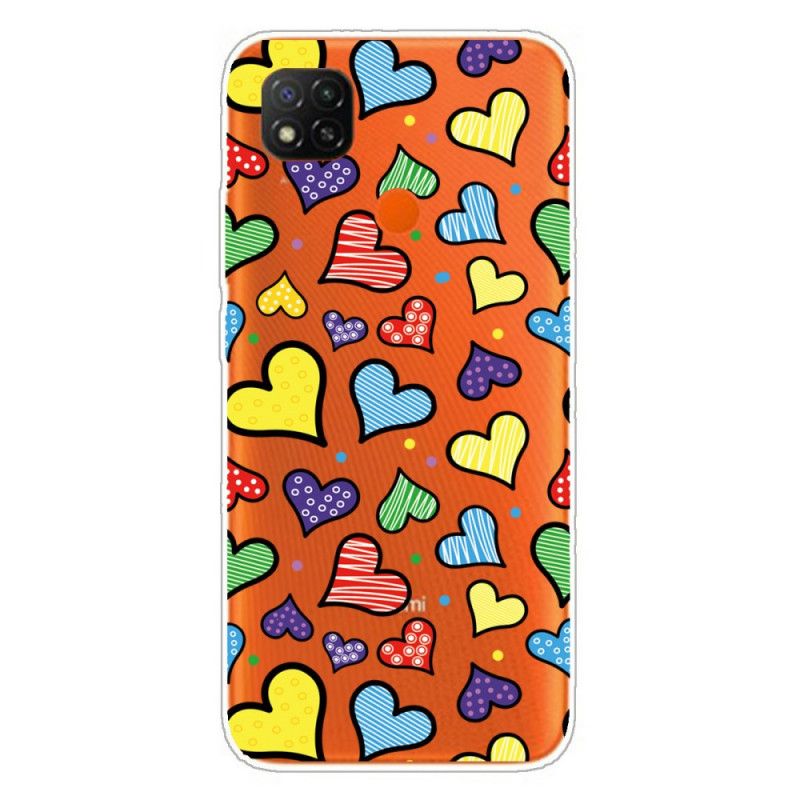 Hoesje voor Xiaomi Redmi 9C Veelkleurige Harten
