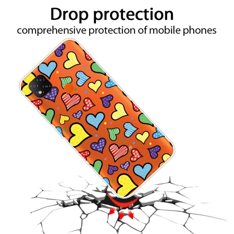 Hoesje voor Xiaomi Redmi 9C Veelkleurige Harten