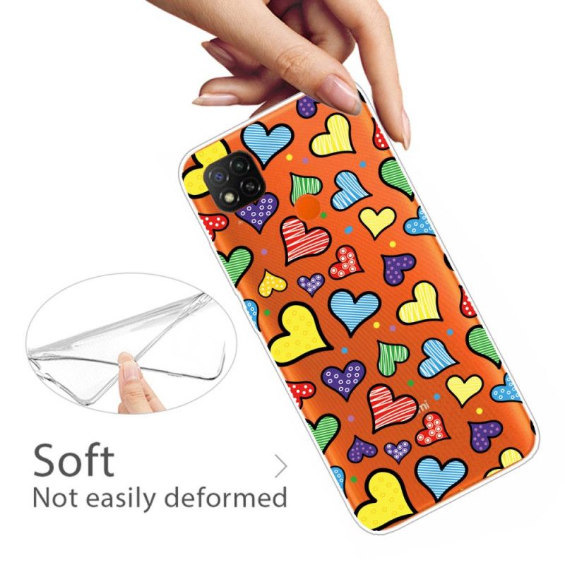 Hoesje voor Xiaomi Redmi 9C Veelkleurige Harten