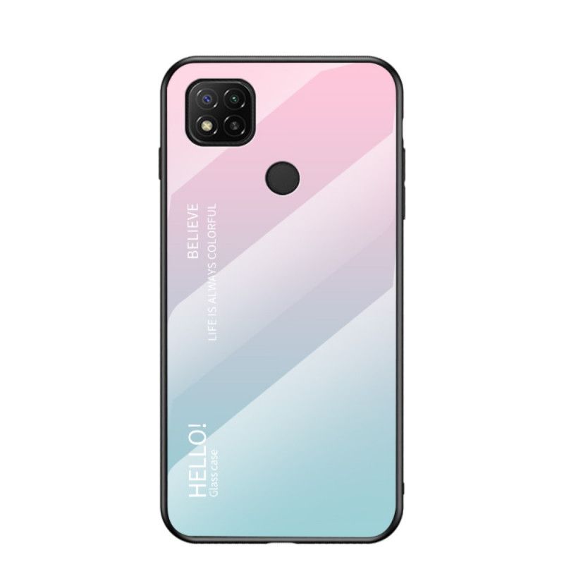 Hoesje voor Xiaomi Redmi 9C Wit Zwart Hallo Gehard Glas