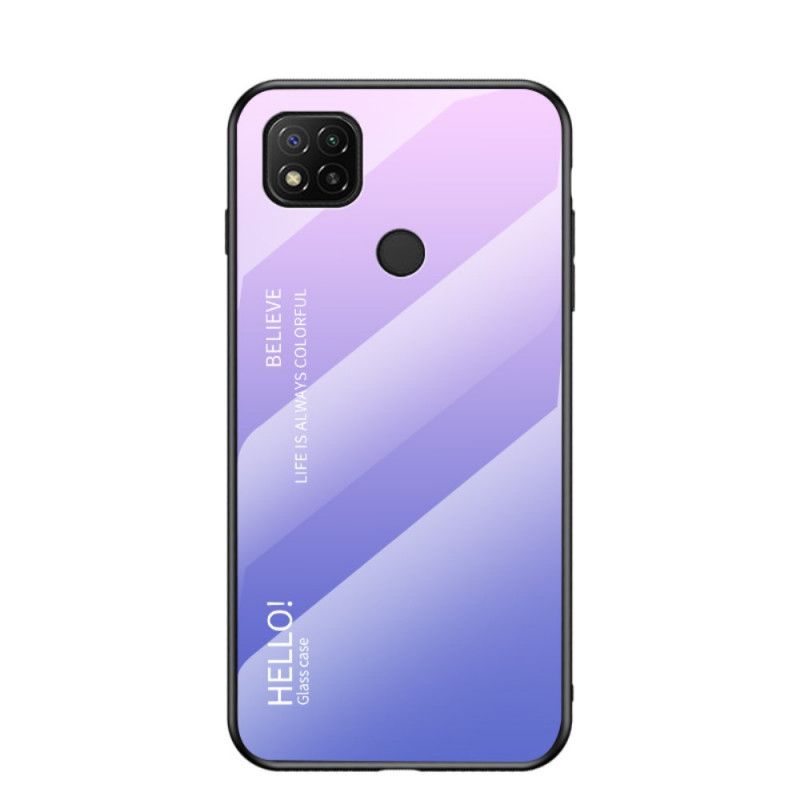 Hoesje voor Xiaomi Redmi 9C Wit Zwart Hallo Gehard Glas