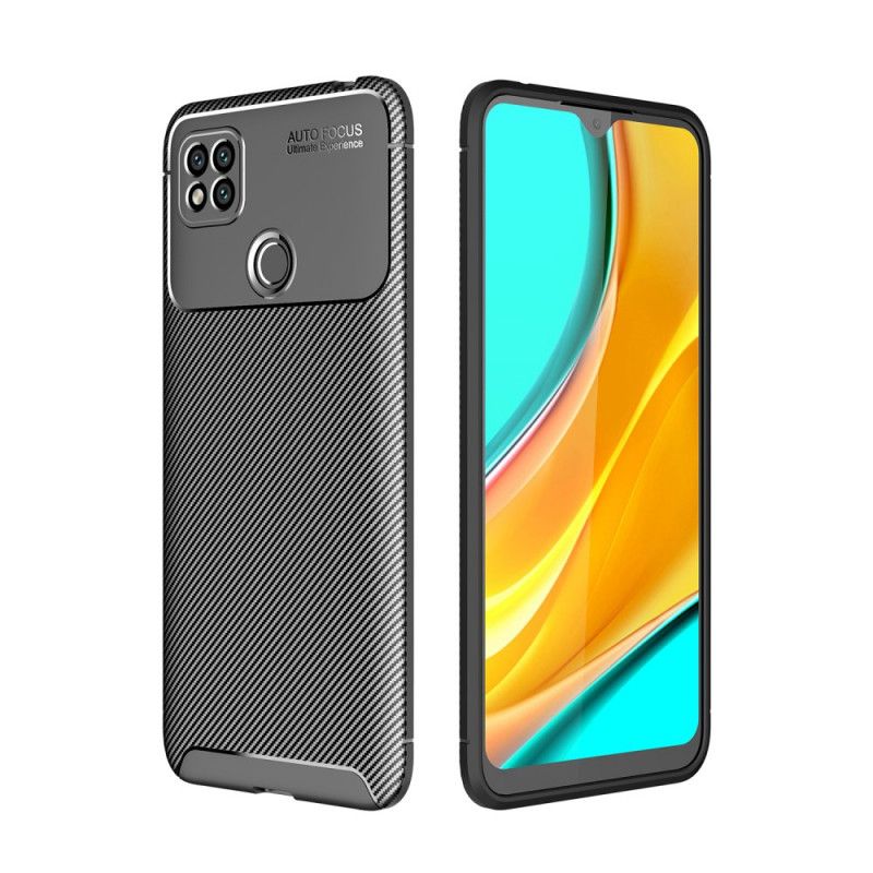 Hoesje Xiaomi Redmi 9C Donkerblauw Zwart Flexibele Koolstofvezel