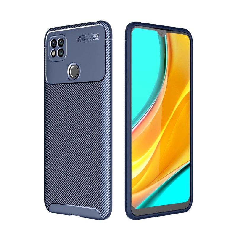 Hoesje Xiaomi Redmi 9C Donkerblauw Zwart Flexibele Koolstofvezel