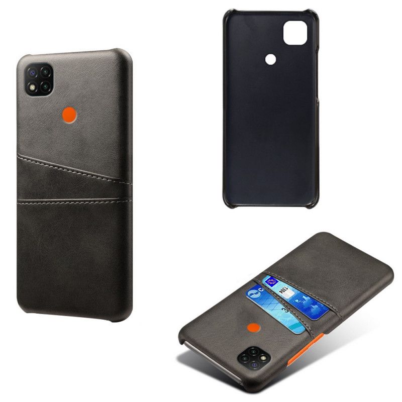 Hoesje Xiaomi Redmi 9C Grijs Zwart Dubbele Ksq Kaarthouder