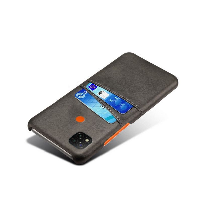 Hoesje Xiaomi Redmi 9C Grijs Zwart Dubbele Ksq Kaarthouder