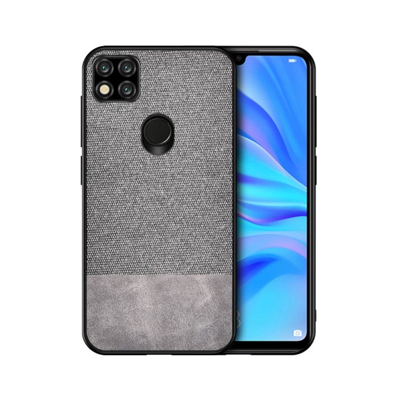 Hoesje Xiaomi Redmi 9C Grijs Zwart Imitatieleren Bijtpatroon