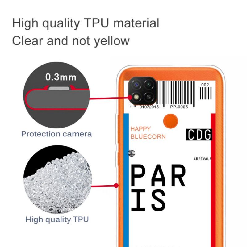 Hoesje Xiaomi Redmi 9C Instapkaart Naar Parijs