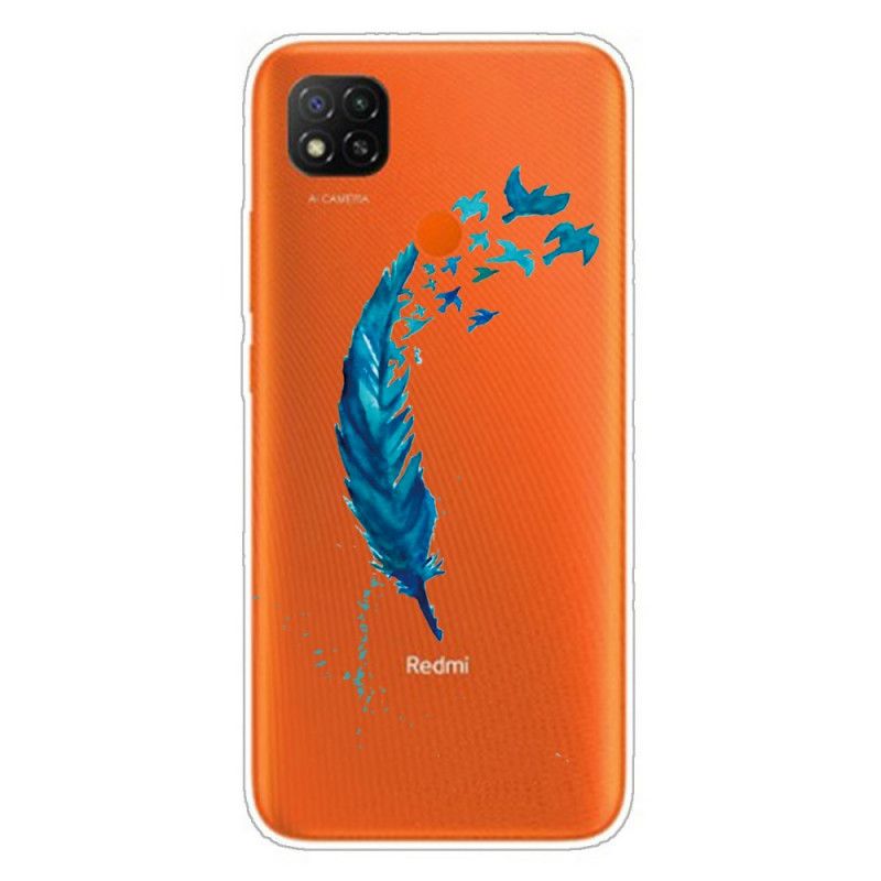 Hoesje Xiaomi Redmi 9C Mooie Blauwe Veer