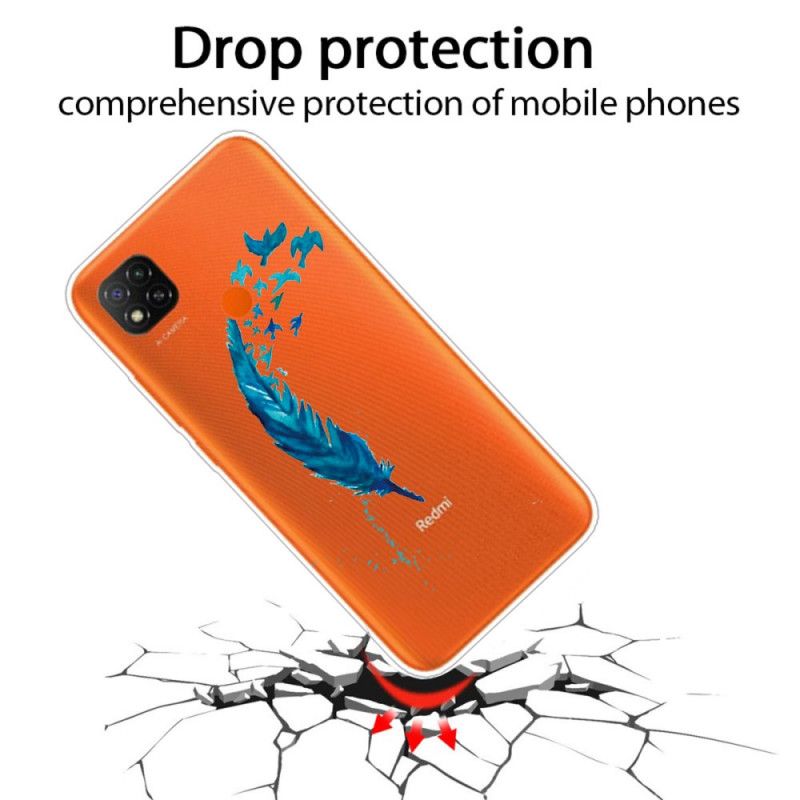 Hoesje Xiaomi Redmi 9C Mooie Blauwe Veer