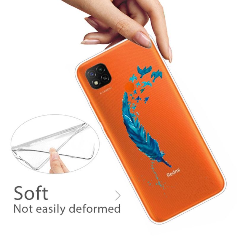 Hoesje Xiaomi Redmi 9C Mooie Blauwe Veer