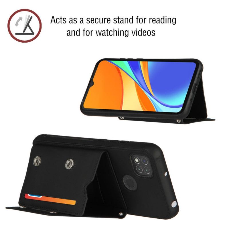 Hoesje Xiaomi Redmi 9C Rood Zwart Handsfree Ondersteuning Voor Meerdere Kaarten
