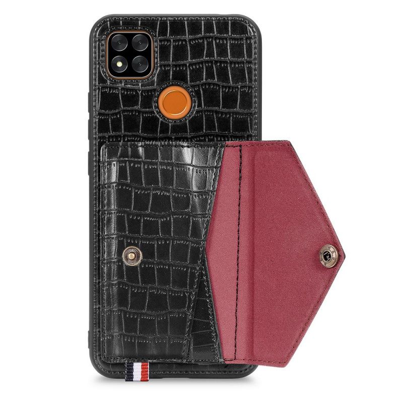 Hoesje Xiaomi Redmi 9C Rood Zwart Krokodillenkaarthouder En Houder