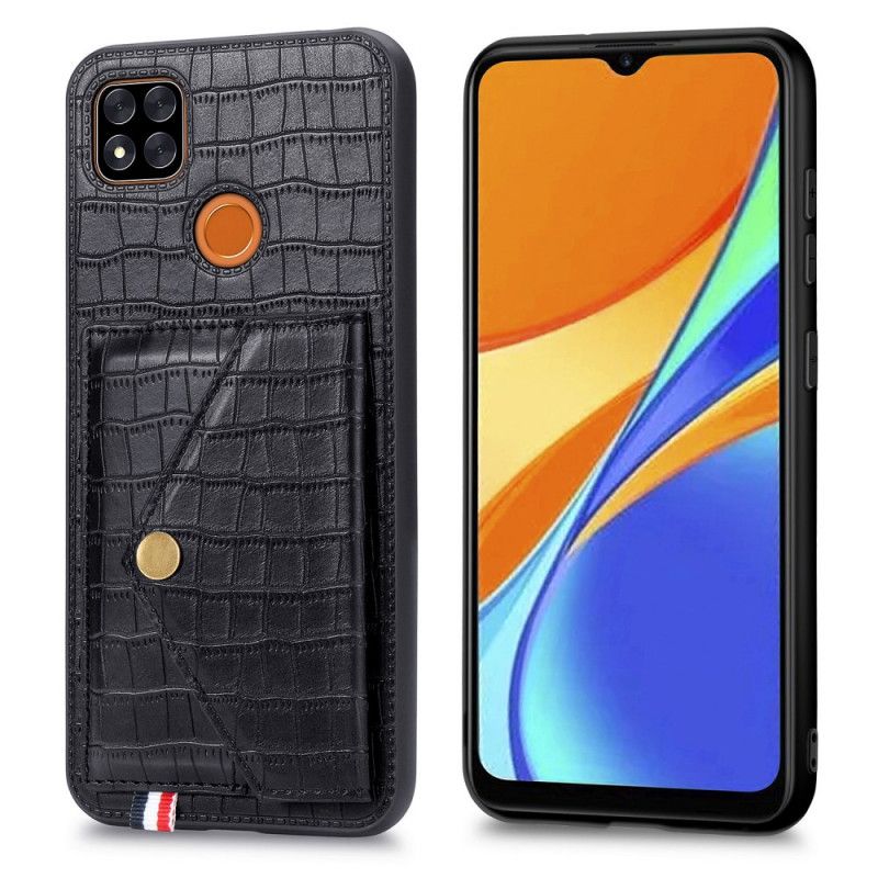 Hoesje Xiaomi Redmi 9C Rood Zwart Krokodillenkaarthouder En Houder
