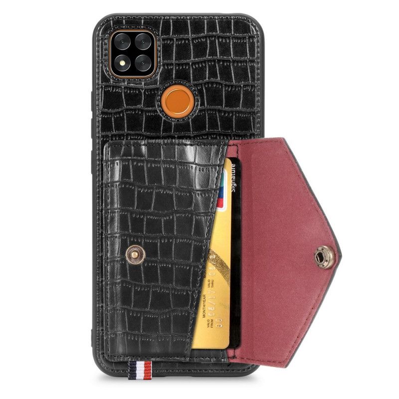 Hoesje Xiaomi Redmi 9C Rood Zwart Krokodillenkaarthouder En Houder