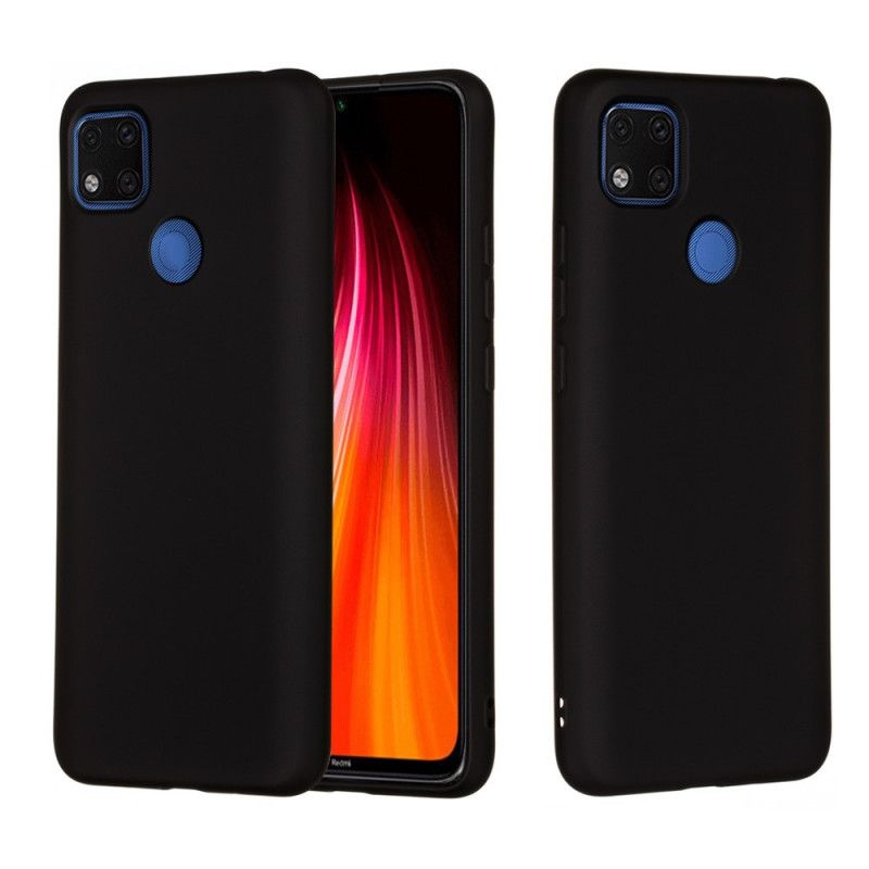 Hoesje Xiaomi Redmi 9C Rood Zwart Vloeibare Siliconen Met Riem