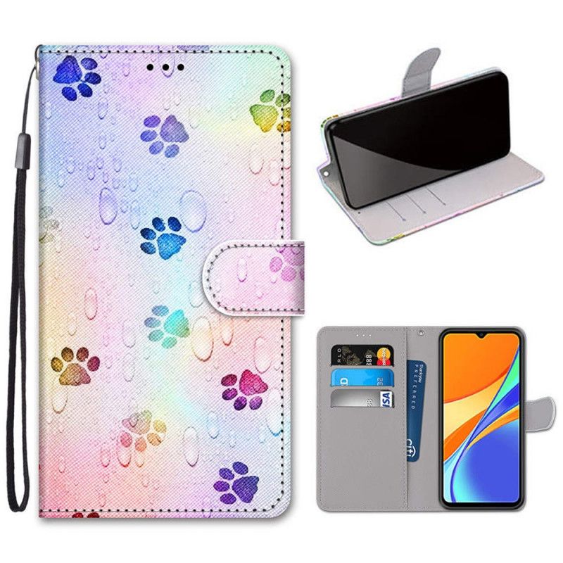 Leren Hoesje voor Xiaomi Redmi 9C Kattensporen