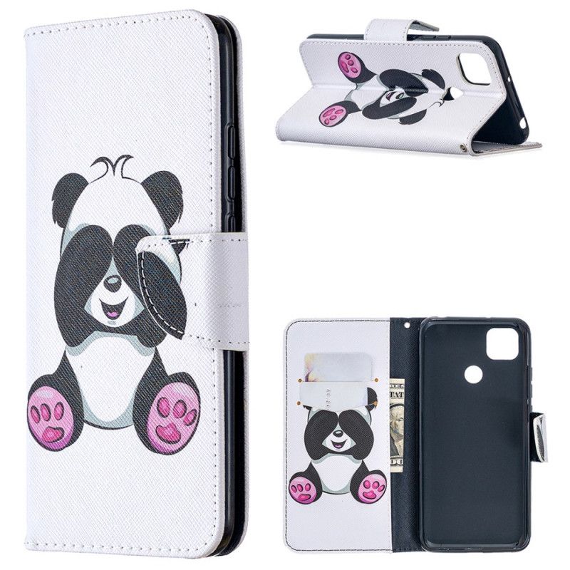 Leren Hoesje voor Xiaomi Redmi 9C Leuke Panda