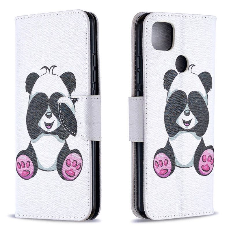 Leren Hoesje voor Xiaomi Redmi 9C Leuke Panda