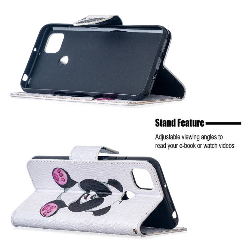 Leren Hoesje voor Xiaomi Redmi 9C Leuke Panda