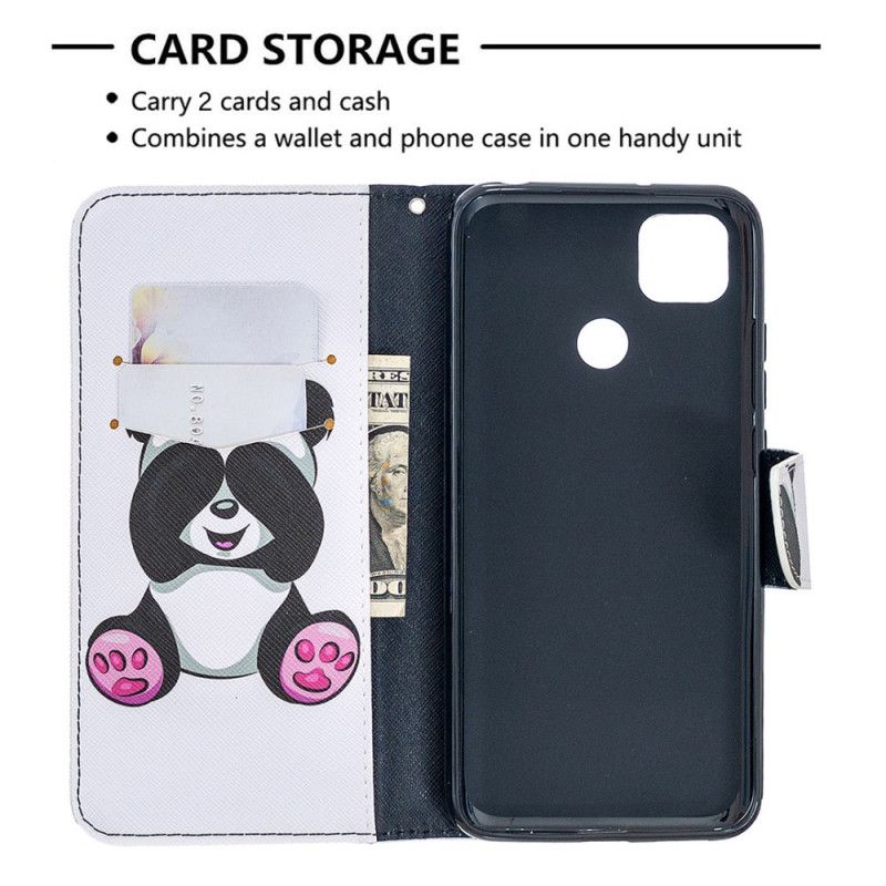 Leren Hoesje voor Xiaomi Redmi 9C Leuke Panda
