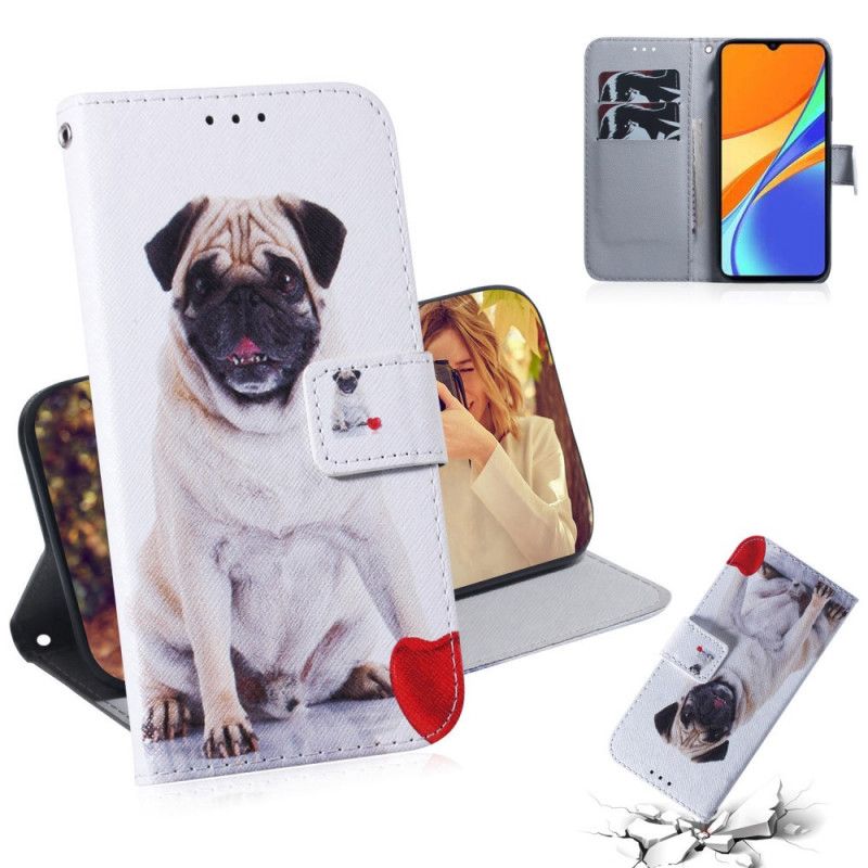 Leren Hoesje voor Xiaomi Redmi 9C Mopshond