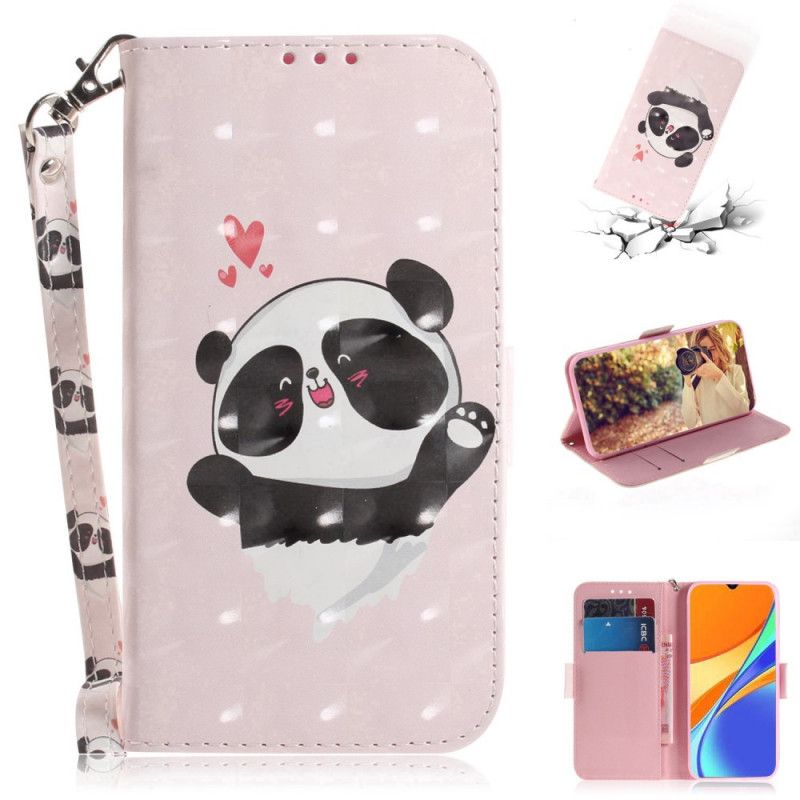 Leren Hoesje voor Xiaomi Redmi 9C Panda Love Met String