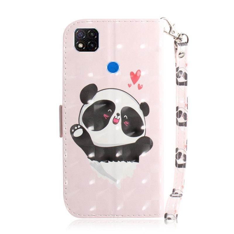Leren Hoesje voor Xiaomi Redmi 9C Panda Love Met String