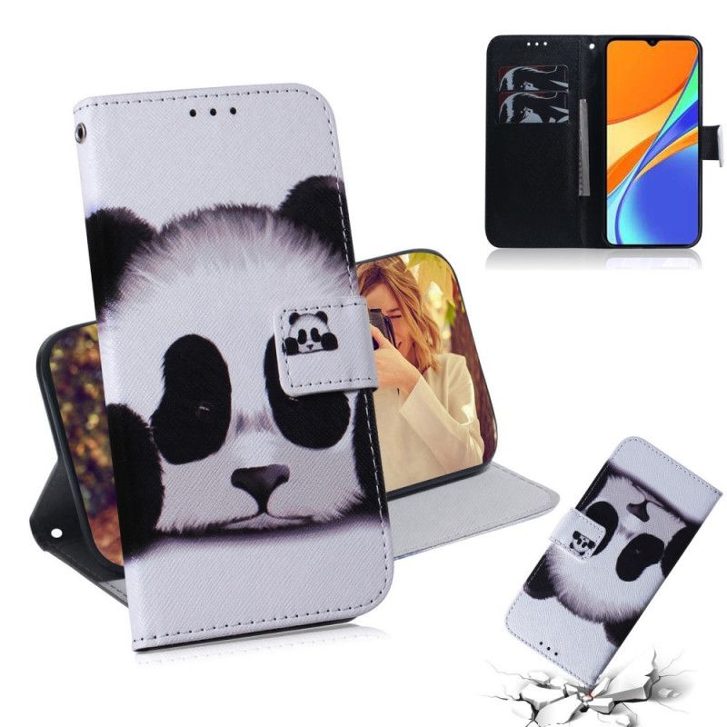 Leren Hoesje voor Xiaomi Redmi 9C Pandagezicht